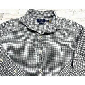 Polo Ralph Lauren Classic Fit Gray White Gingham Plaid Button Up Shirt Mens XL
